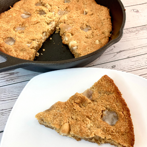 Grain-Free White Chocolate Macadamia Skillet Cookie How-To